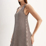 Alessandra Mini Knit Dress Chocolate Stripe Elka Collective