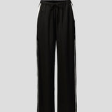 Rocky Pant in Black Cupro with White Stipe