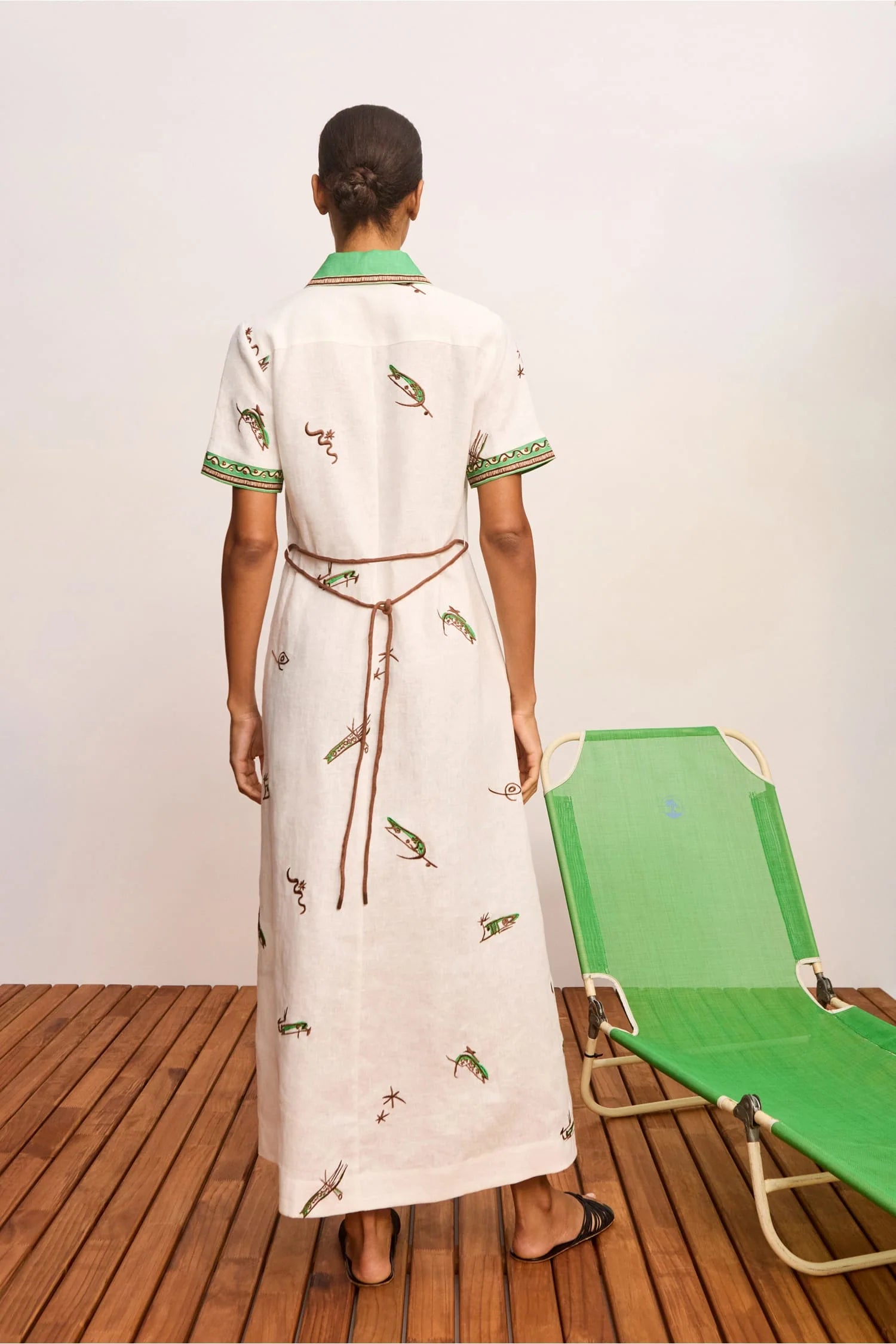 Wanda Embroidered Shirt Dress in Ivory Alemais