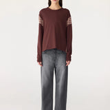 Moto L/S T-Shirt in Cocoa/Pink