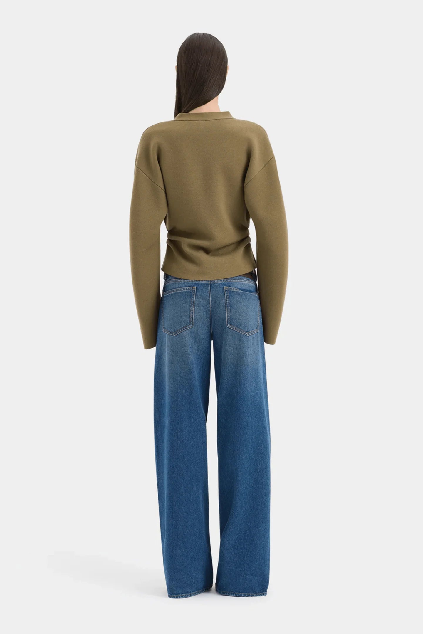 Ayana Gathered Cardigan in Khaki Sir.