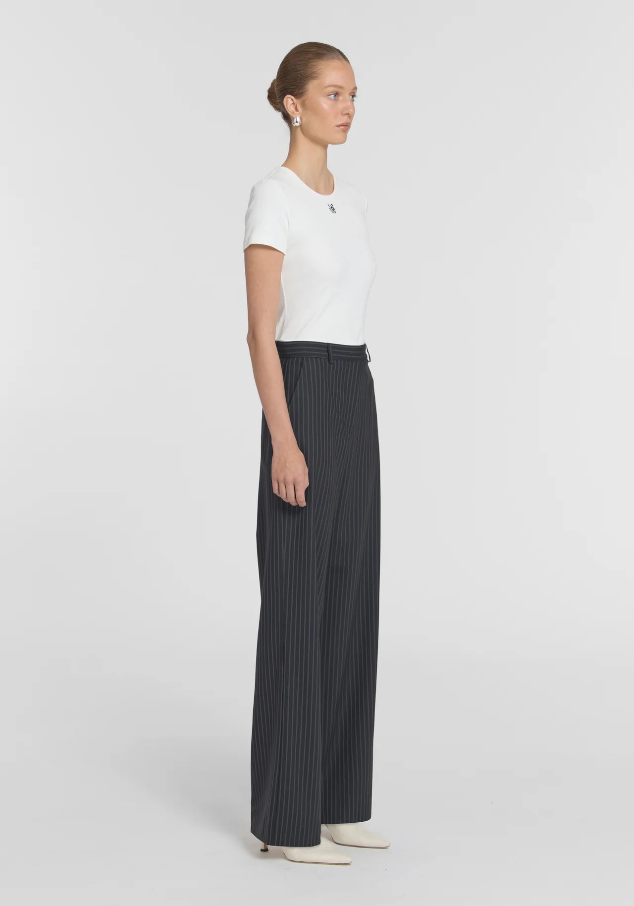 Thorpe Trouser in Black Pinstripe Viktoria + Woods