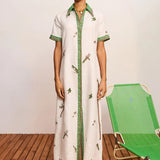 Wanda Embroidered Shirt Dress in Ivory Alemais