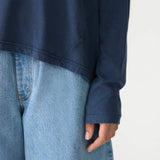 Long Sleeve Circle Top in Midnight Blue Bassike