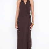 Soneva Wrap Dress in Dark Chocolate