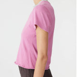 Contrast Raw Edge Baby T-Shirt in Boysenberry/Grey Marle BASSIKE
