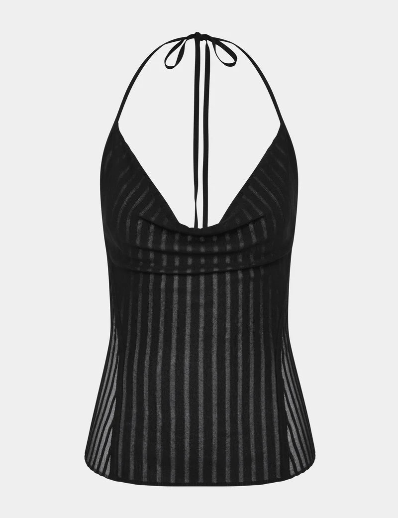 Azaria Halter Neck in Black Sir.