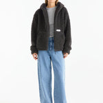 Grey Ena Pelly faux fur hoodie clothlifestyle boutique