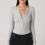 Lara Bodysuit in Grey Marle Bayse Brand
