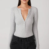 Lara Bodysuit in Grey Marle Bayse Brand