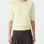 Cashmere Linen Crew Knit in Lemon BASSIKE