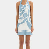 Lilou Halter Mini Dress in Liora Blue Sir.