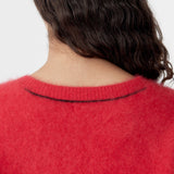 Deep V Textured Knit in Red BASSIKE