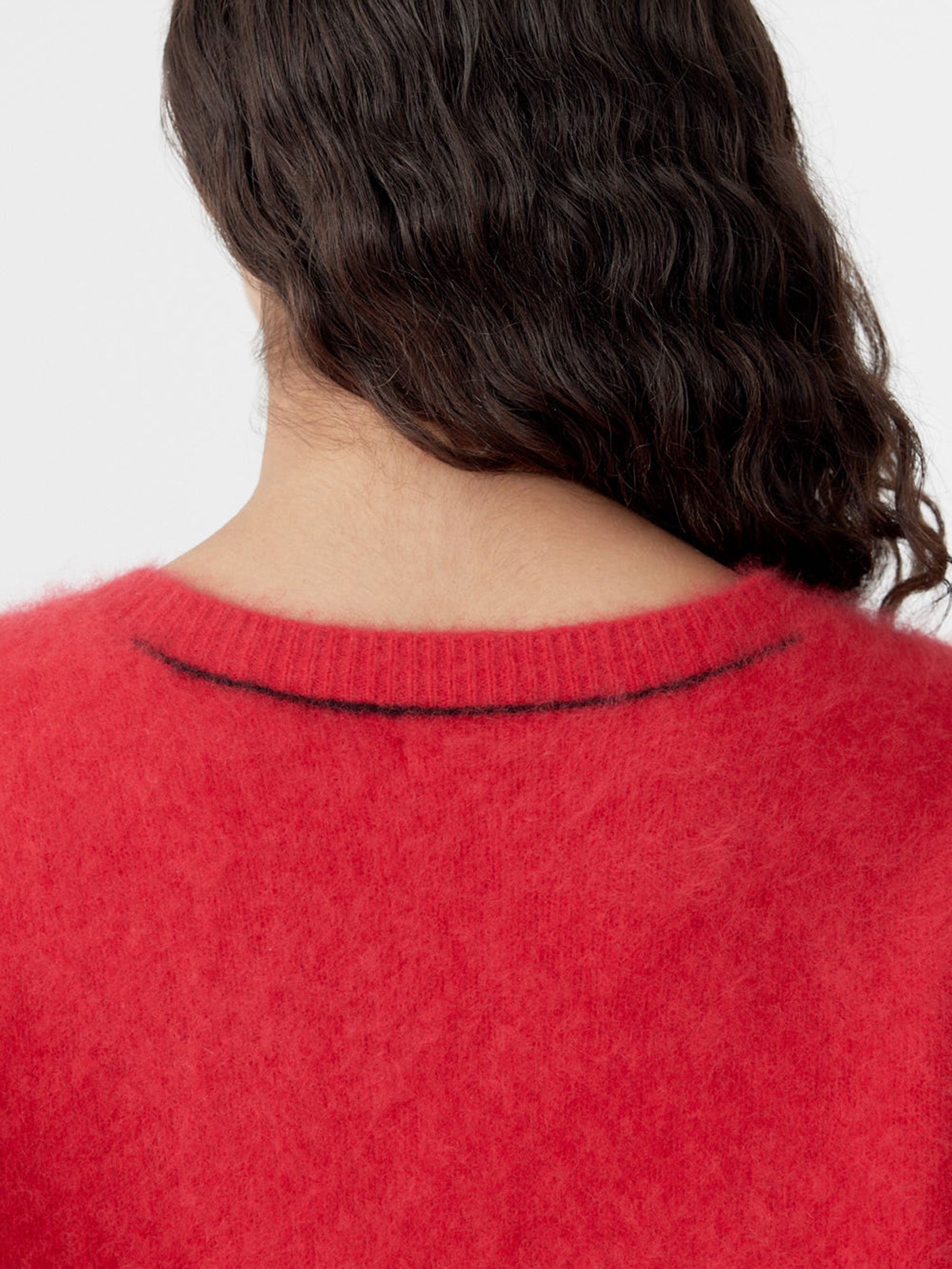 Deep V Textured Knit in Red BASSIKE