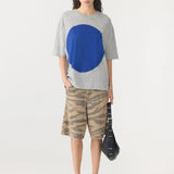 Slouch Dot Tee In Grey Marle Cobalt