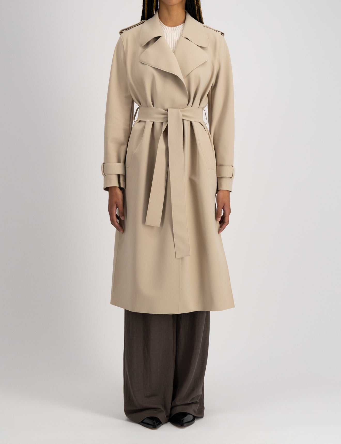 Double Vent Trench Coat Scuba in Sand