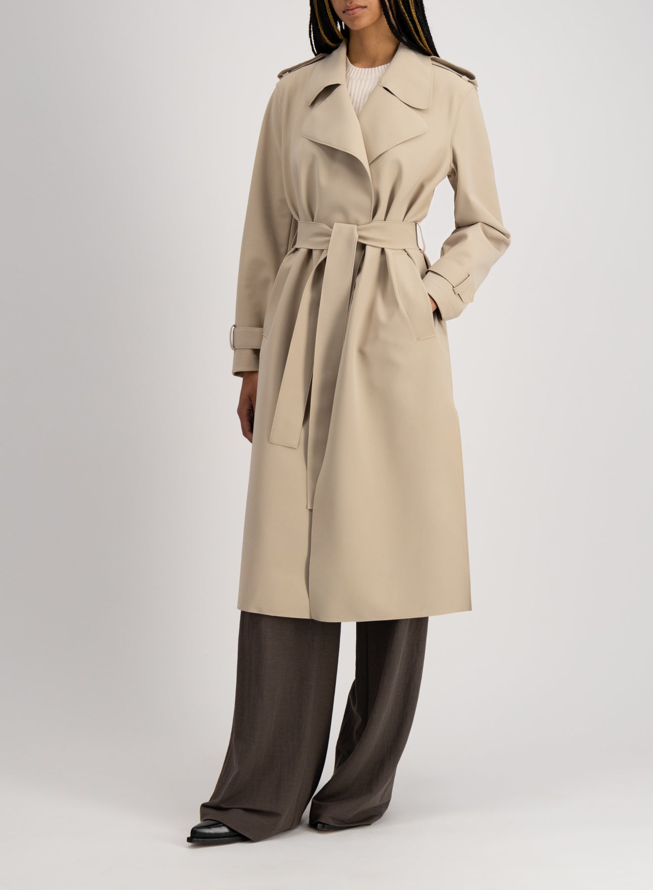 Double Vent Trench Coat Scuba in Sand