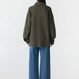 Boiled Wool Shirt Jacket in Olive