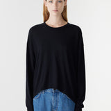 Curved Heritage L/S T- Shirt in Black
