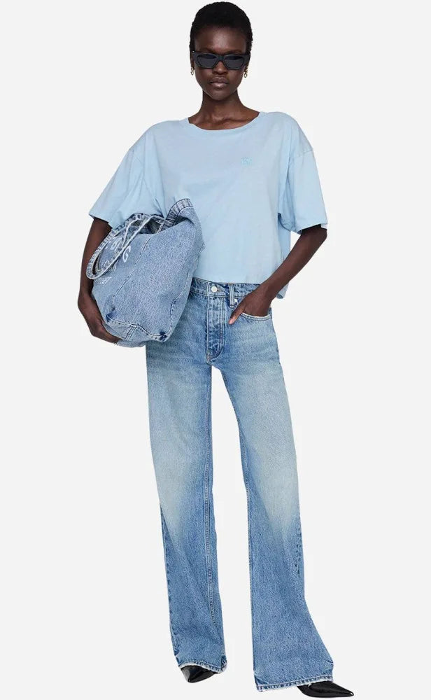 Johnny Cropped Tee Framed Monogramin Pale Blue ANINE BING