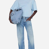 Johnny Cropped Tee Framed Monogramin Pale Blue ANINE BING