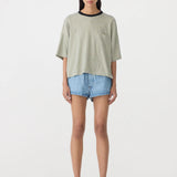 Stripe Boxy Pocket T.Shirt in Green and Blue