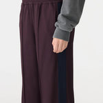 Twill Stripe Detail Pant in Dark Plum/Ink BASSIKE