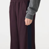 Twill Stripe Detail Pant in Dark Plum/Ink BASSIKE