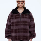 Winnie 1/4 Zip in Burgundy Check