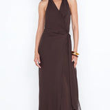 Soneva Wrap Dress in Dark Chocolate