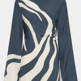 Lilou Sleeve Mini Dress in Charcoal Blue Sir.