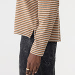 Vintage Stripe L/S Heritage T-Shirt in Orange/Charcoal/White Bassike