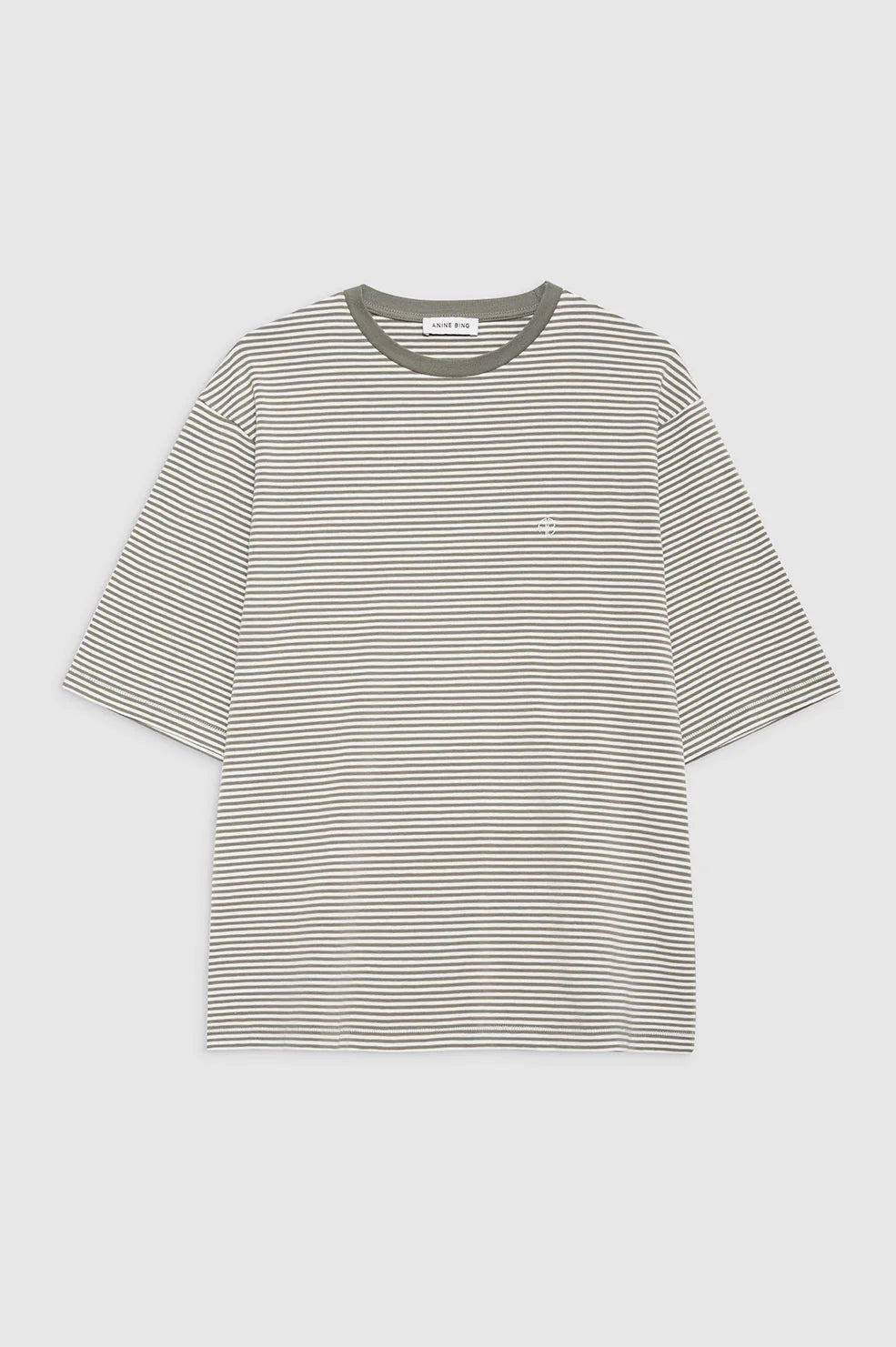 Bo Tee in Olive and Ivory Stripe