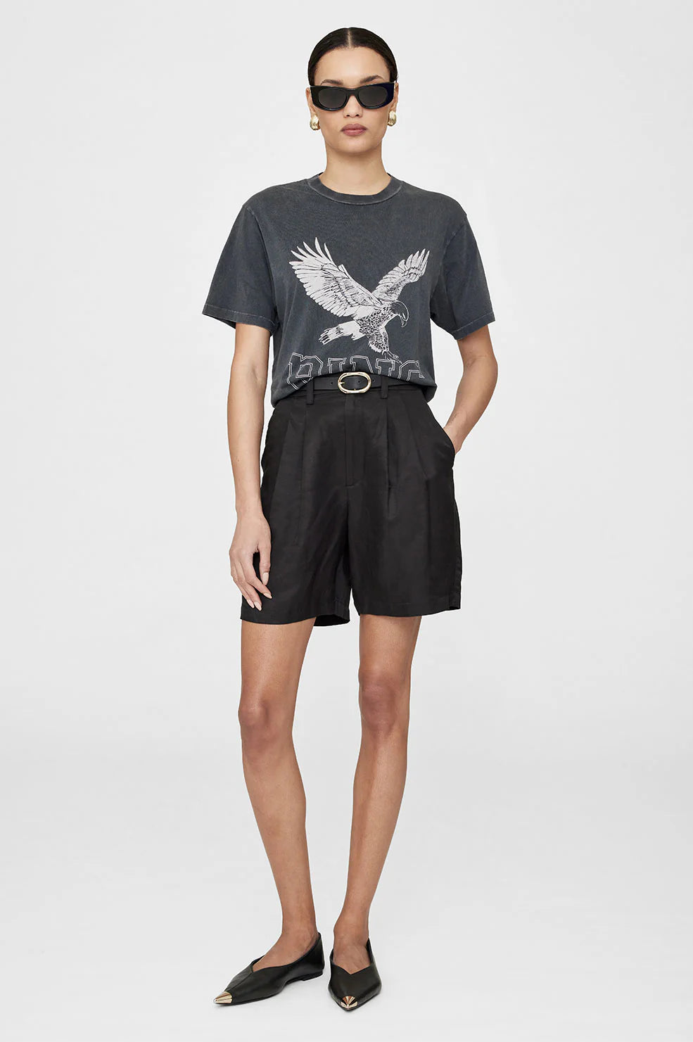 Lili Tee Retro Eagle Washed black Oversized by Anine Bing