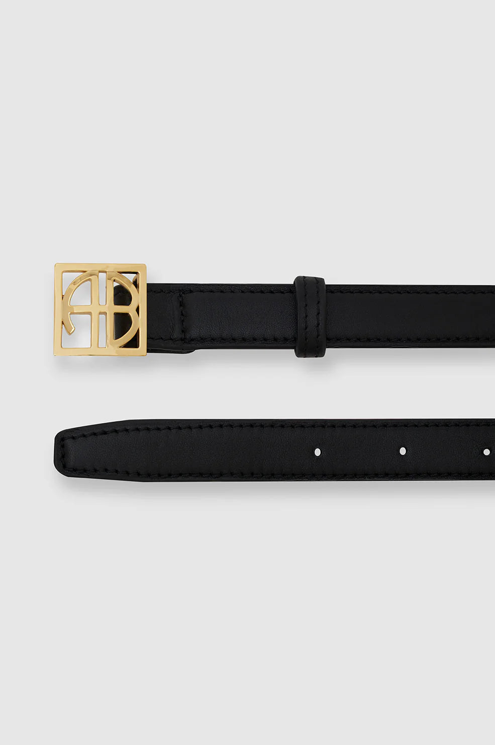 anine bing monogram belt details gold monogram hardware black leather