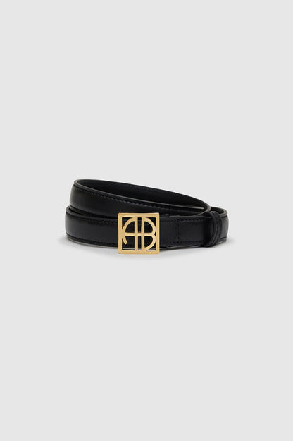 monogram belt by anine bing black gold hardware