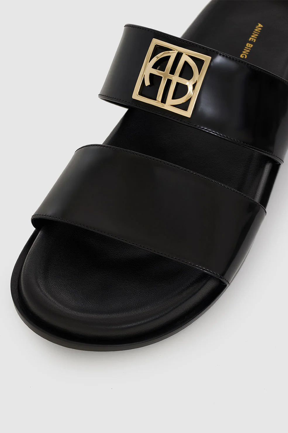 Parker Slides Monogram Black by Anine Bing - Leather 