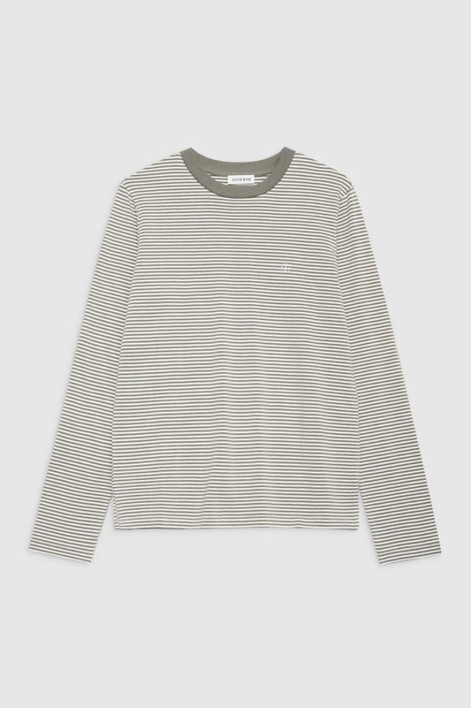 Rylan Tee in Olive and Ivory Stripe
