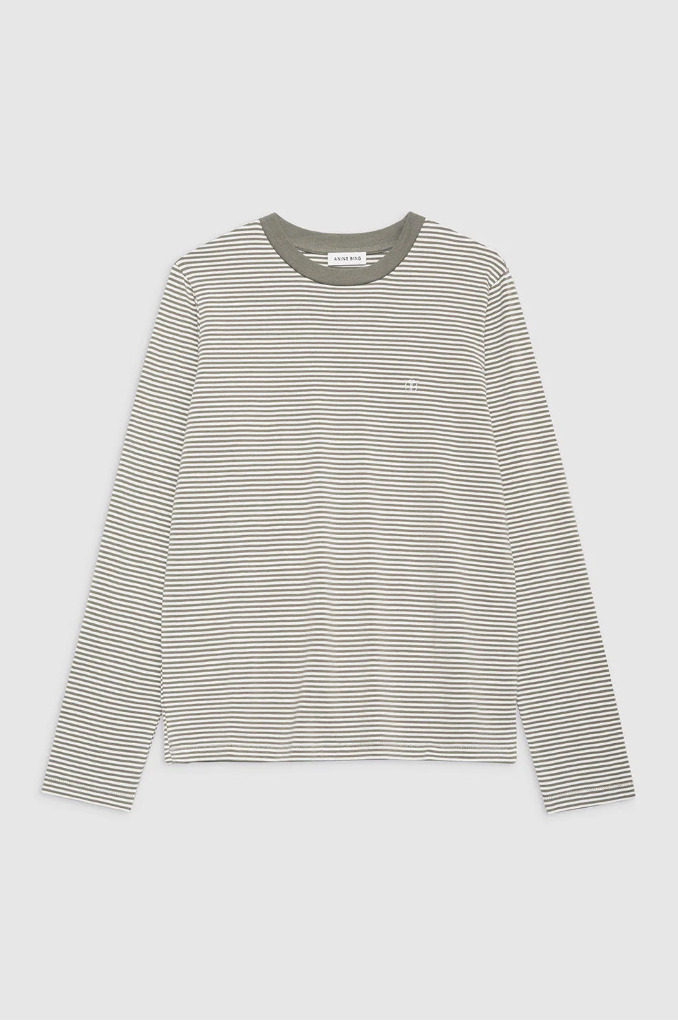 Rylan Tee in Olive and Ivory Stripe