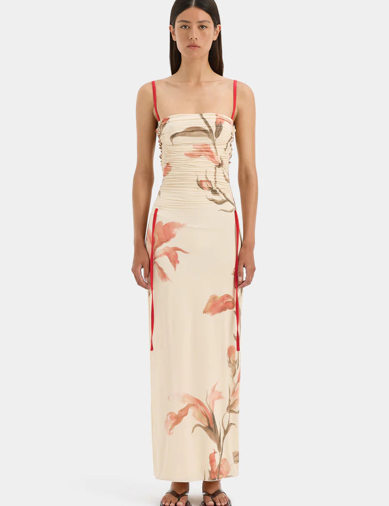 Printed spaghetti strap midi dress clothlifestyleboutique