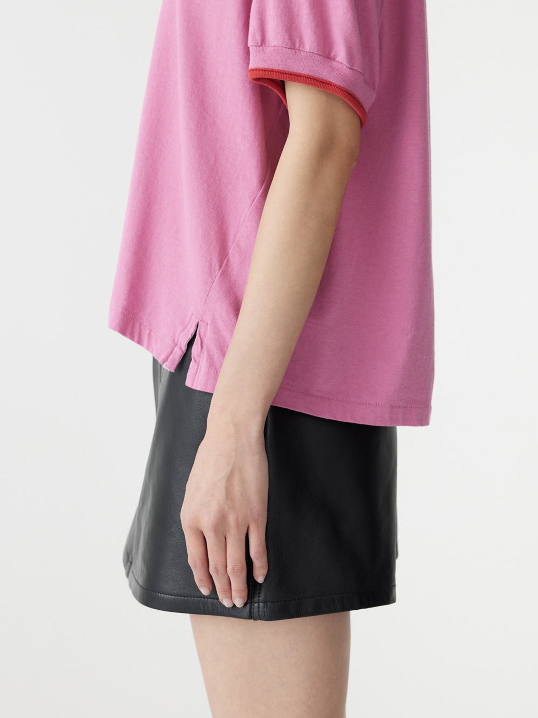 Layered Neck T-Shirt in Boysenberry/Red BASSIKE