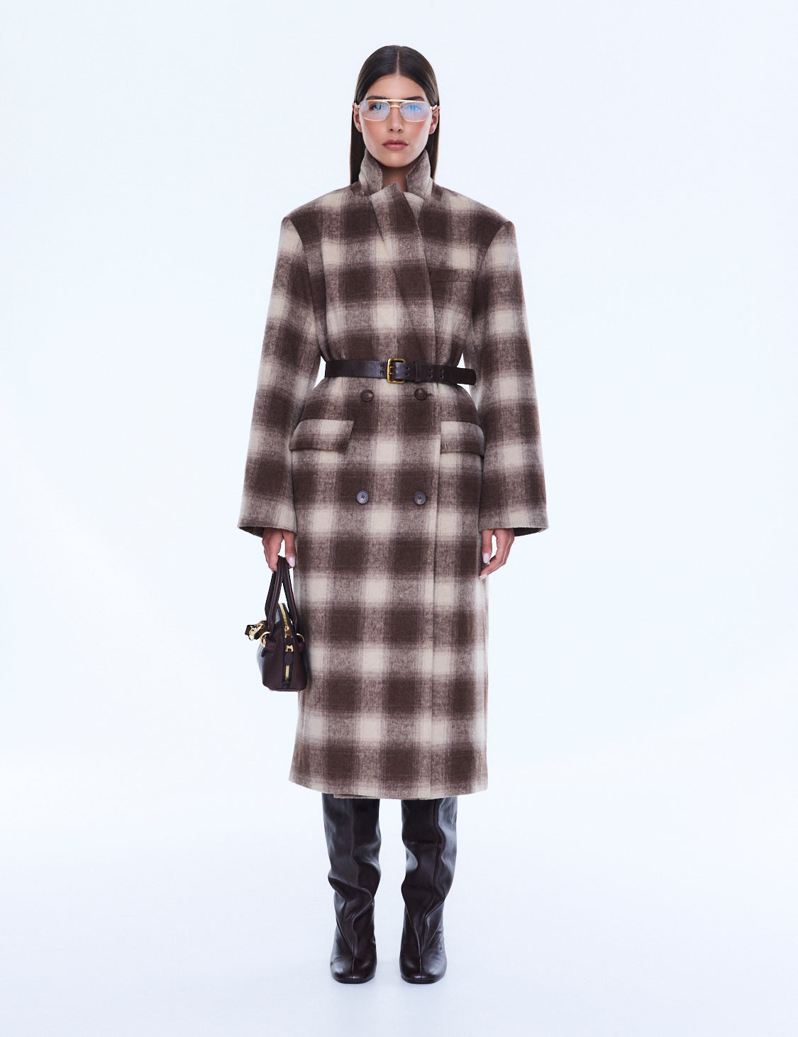 Tessa Wool Blend Check Coat Ena Pelly
