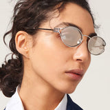 Logo Metal Oval Sunglasses by Miu Miu
