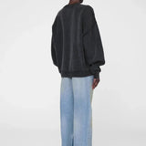 Miles Oversized Sweatshirt in Washed Black and Leopard