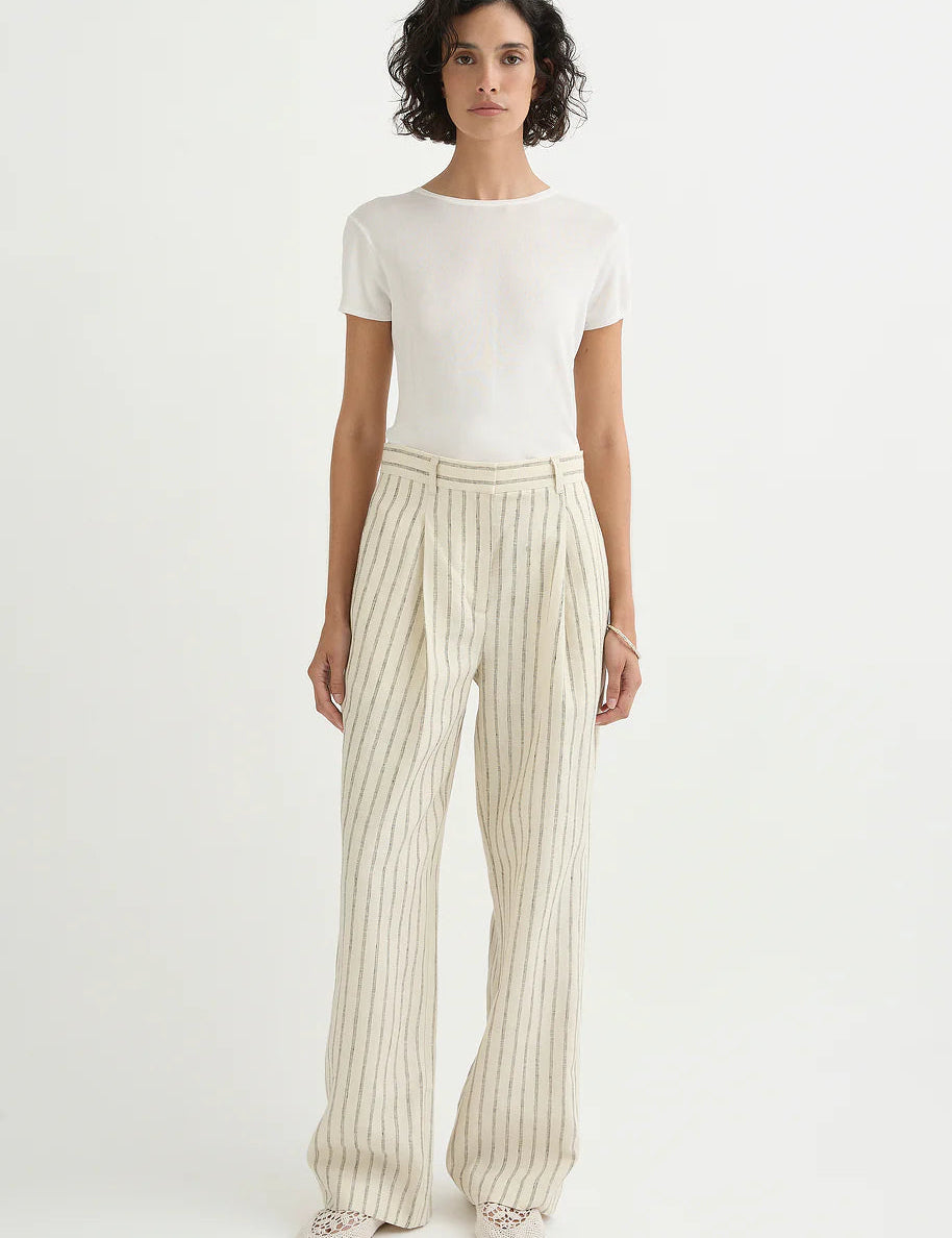 Mackenzie Trouser in Cream Pinstripe Posse