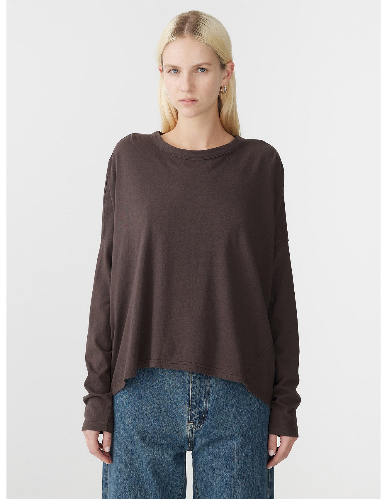 Oversized long sleeve top by bassike at clothlifestyle boutique 