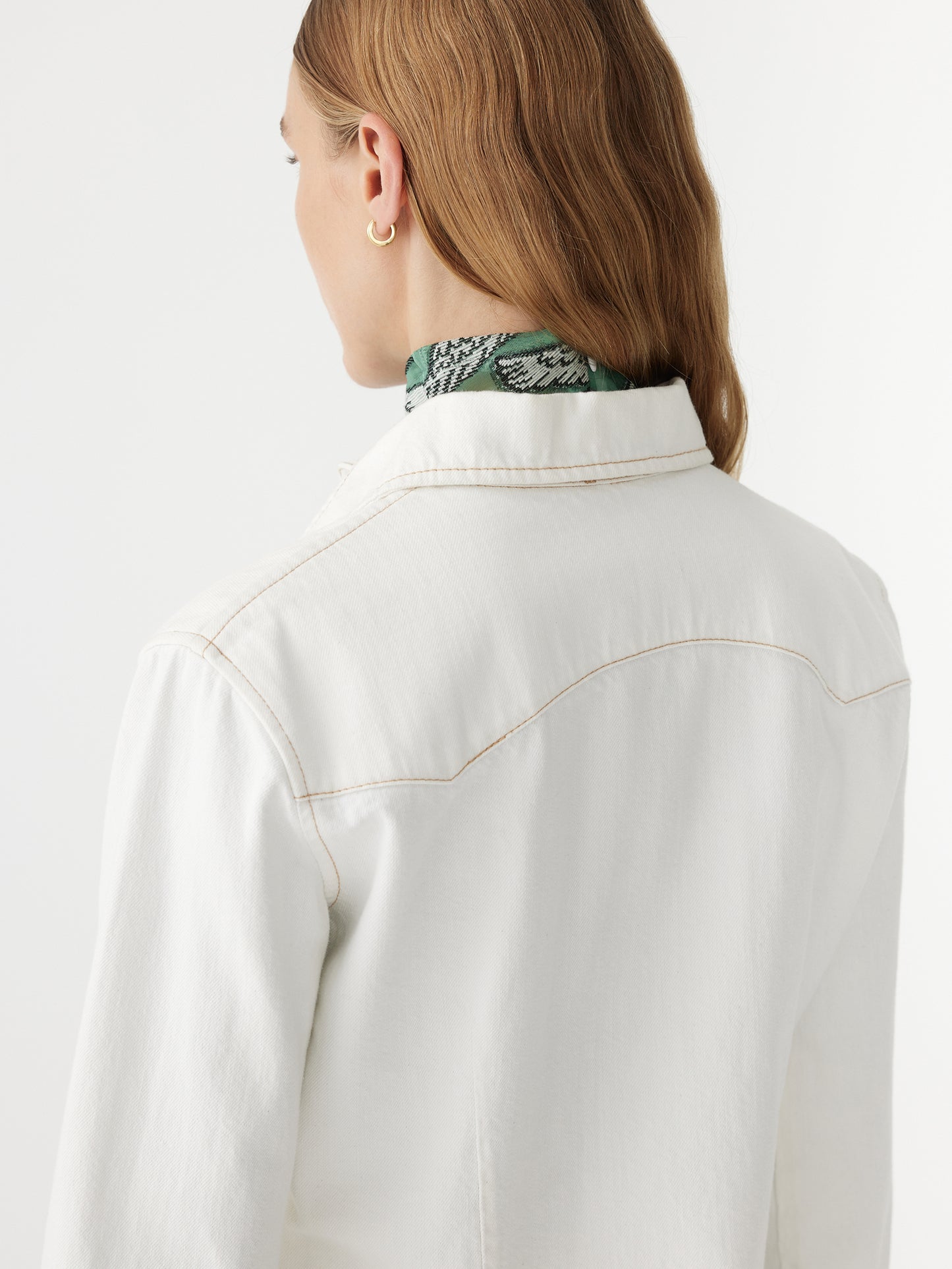 Denim Darted Western Shirt in White