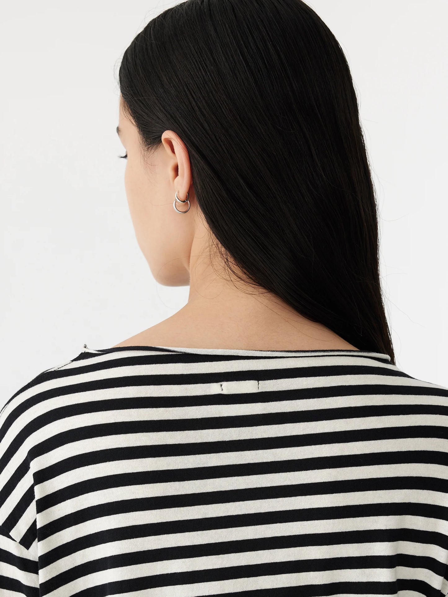 stripy boxy long sleeve tshirt in undyed black