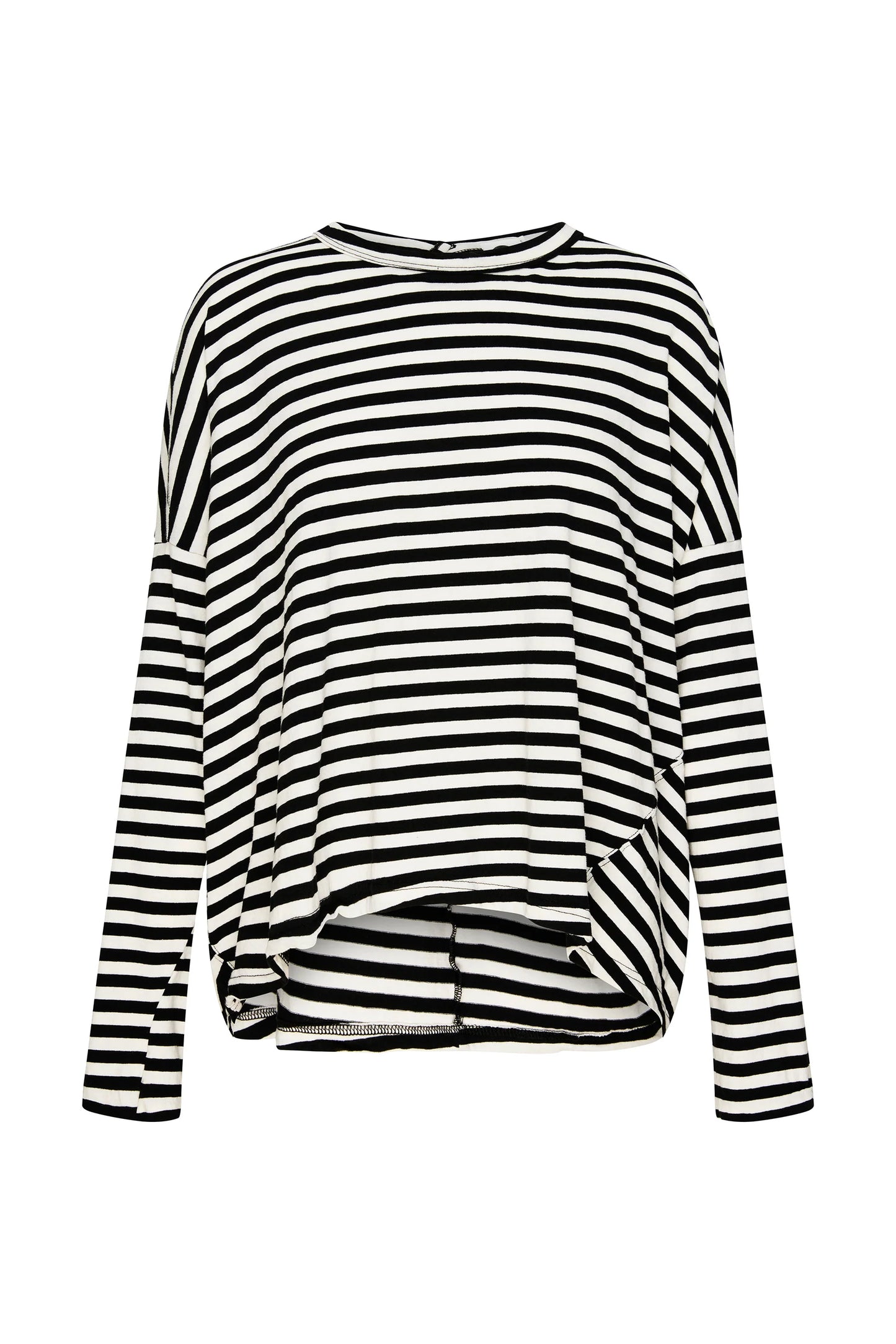 Stripe Circle Slouch Long Sleeve Tee Stripe Bassike Tshirt