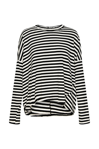 Stripe Circle Slouch Long Sleeve Tee Stripe Bassike Tshirt